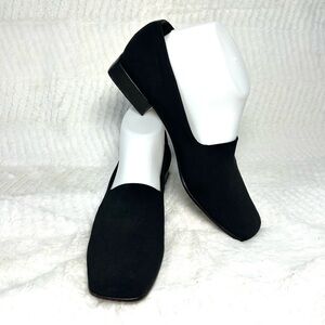 Antonio Melanie ERICA Square Toe Slip On Black Fabric Flats